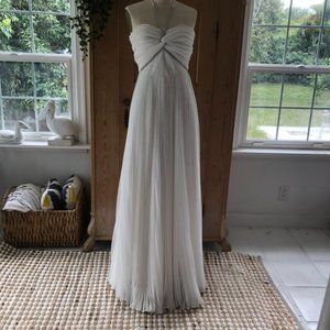 Designer Ivory Plissee Wedding Gown in Chiffon